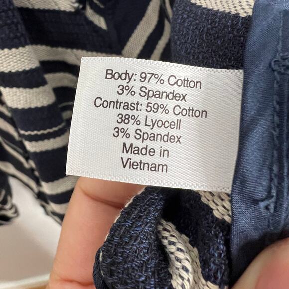 Lane Bryant Navy White Twill Cardigan Chevron Stripe Open Long Sleeve Sz 14 - Picture 3 of 5